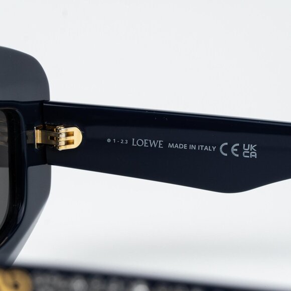 Loewe ANAGRAM Women Sunglasses Crystal Studs Blue Grey Rectangle LW4114IS 90A - Picture 6 of 12